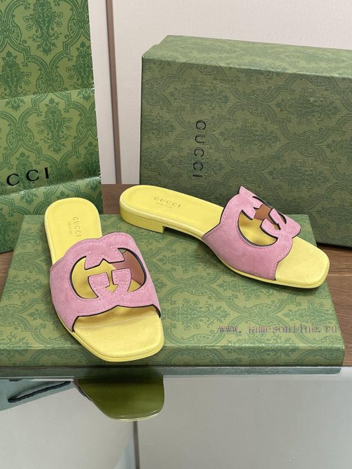 2024 Summer New Collection in Stock, Gucci High Quality Slippers Double G Hollow Oil Edge Cro124zjtb - Image 8