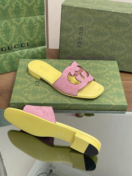 2024 Summer New Collection in Stock, Gucci High Quality Slippers Double G Hollow Oil Edge Cro124zjtb - Image 10