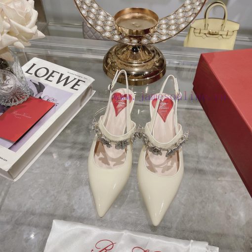 𝐑𝐨𝐠𝐞𝐫𝐕𝐢𝐯𝐢 * 2024 Spring/Summer New Women's Shoes Virgule Diamond Buckle Lacquered Leather Rea92sotwb
