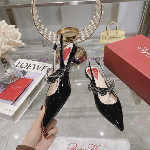 𝐑𝐨𝐠𝐞𝐫𝐕𝐢𝐯𝐢 * 2024 Spring/Summer New Women's Shoes Virgule Diamond Buckle Lacquered Leather Reghgnzsr2 - Image 3