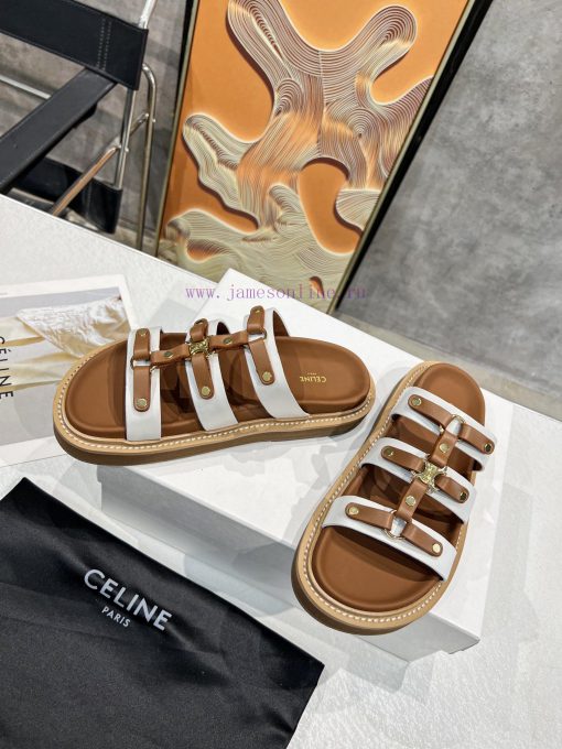 Original replica Celine24 new color Celine Silin TIPPI new contrasting white and brown vegetxer7kjz3 - Image 3