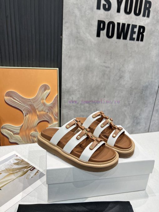 Original replica Celine24 new color Celine Silin TIPPI new contrasting white and brown vegetxer7kjz3 - Image 4