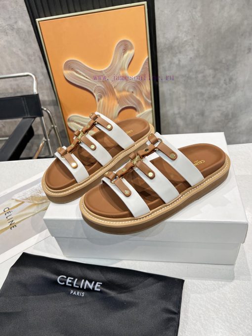 Original replica Celine24 new color Celine Silin TIPPI new contrasting white and brown vegetxer7kjz3 - Image 5