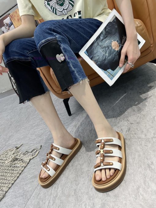 Original replica Celine24 new color Celine Silin TIPPI new contrasting white and brown vegetxer7kjz3 - Image 6