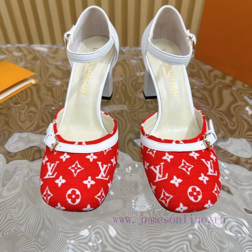 New LV Donkey Brand 2024 Early Spring New Top Original Developed Vintage Art High Heel Sandamwy2k0nt - Image 4