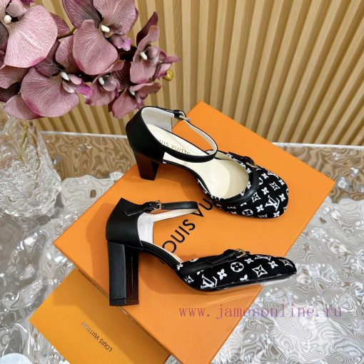 New LV Donkey Brand 2024 Early Spring New Top Original Developed Vintage Art High Heel Sandanyqdrkf6 - Image 5
