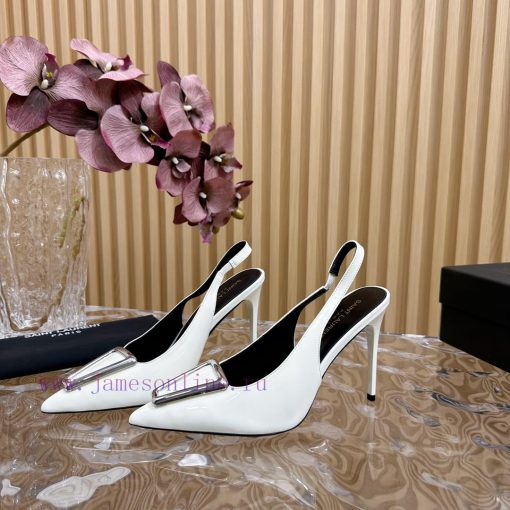 Top YSL - Saint Laurent Paris runway updates with pointed toe and square buckle, slim heel d8jopy0zj - Image 9