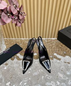 Top YSL - Saint Laurent Paris runway updates with pointed toe and square buckle, slim heel dlttv2gsc