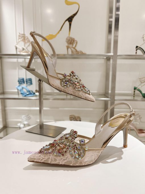 Top versionR ᴇɴᴇ C ᴀᴏᴠɪʟᴀ | 2024s 𝐒 Heavy Industry RC Crystal Gemstone Lace Wedding Shoes Sew8ca4z26