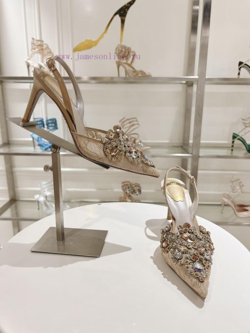 Top versionR ᴇɴᴇ C ᴀᴏᴠɪʟᴀ | 2024s 𝐒 Heavy Industry RC Crystal Gemstone Lace Wedding Shoes Se085lks3p - Image 6