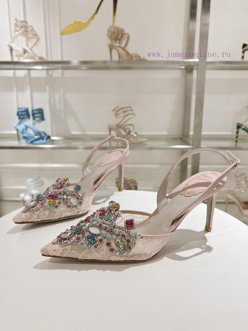 Top versionR ᴇɴᴇ C ᴀᴏᴠɪʟᴀ | 2024s 𝐒 Heavy Industry RC Crystal Gemstone Lace Wedding Shoes Seoqguk115 - Image 8