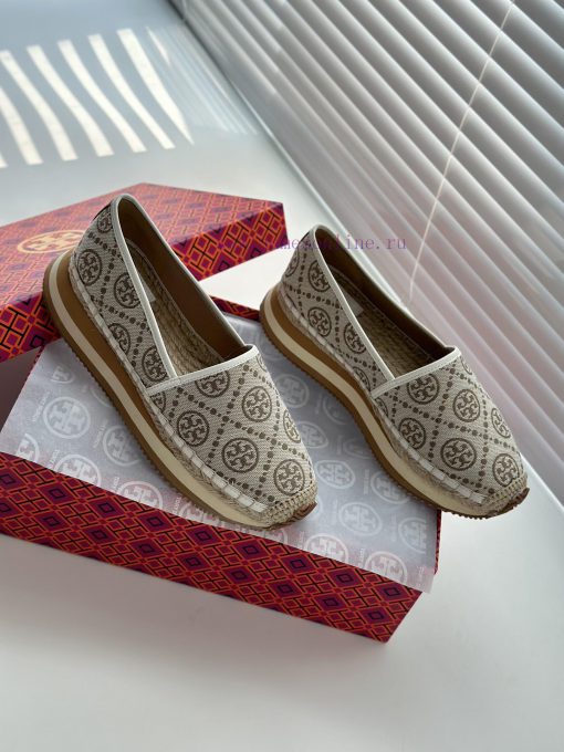 Apricot colored jacquard fabricTBTORY BURCH T MONOGRAM Fisherman's Shoes Women's Shoes 82839zbs8wd8m - Image 5