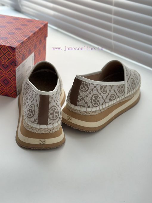 Apricot colored jacquard fabricTBTORY BURCH T MONOGRAM Fisherman's Shoes Women's Shoes 82839zbs8wd8m - Image 7
