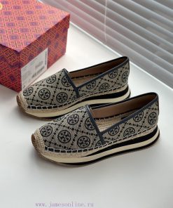 Blue jacquard fabricTBTORY BURCH T MONOGRAM Fisherman's Shoes Women's Shoes 82839 Fall 2021 w0z3jj5g