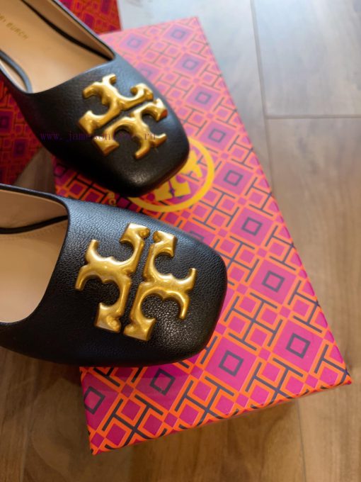 Black leather surfaceEleanor ballet flatsCortical iconic Double T pattern square toe back ligyactpzg - Image 9