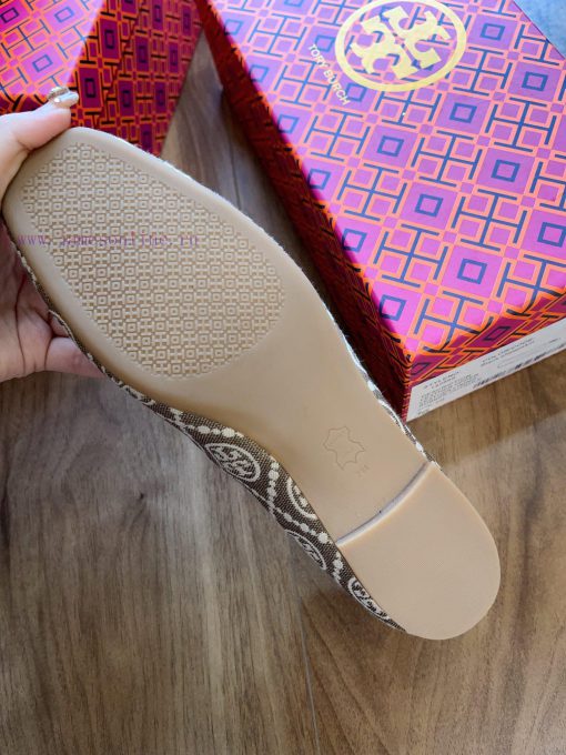 Coffee colored cloth surfaceEleanor ballet flatsCortical iconic Double T pattern square toe ds29z7m4 - Image 9