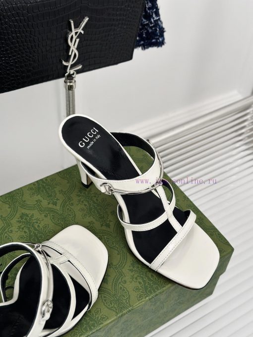 Gucci24S Spring/Summer New Product: Horseneck BuckleHigh-heeled slippersThe fabric is made ojcqwsg0e - Image 6