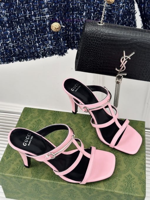 Gucci24S Spring/Summer New Product: Horseneck BuckleHigh-heeled slippersThe fabric is made owyuzqzas - Image 4
