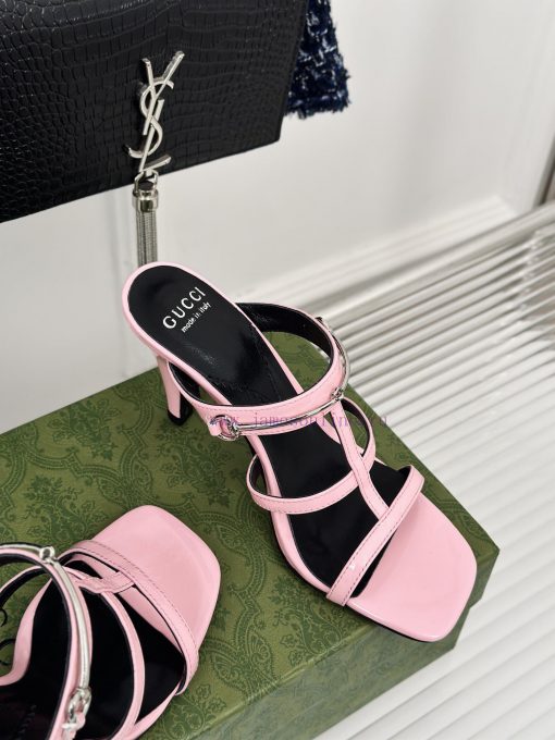 Gucci24S Spring/Summer New Product: Horseneck BuckleHigh-heeled slippersThe fabric is made owyuzqzas - Image 6