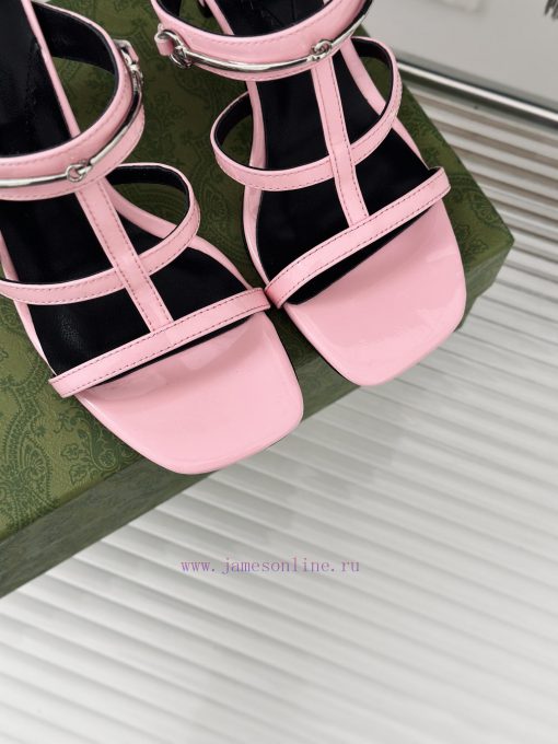 Gucci24S Spring/Summer New Product: Horseneck BuckleHigh-heeled slippersThe fabric is made owyuzqzas - Image 7