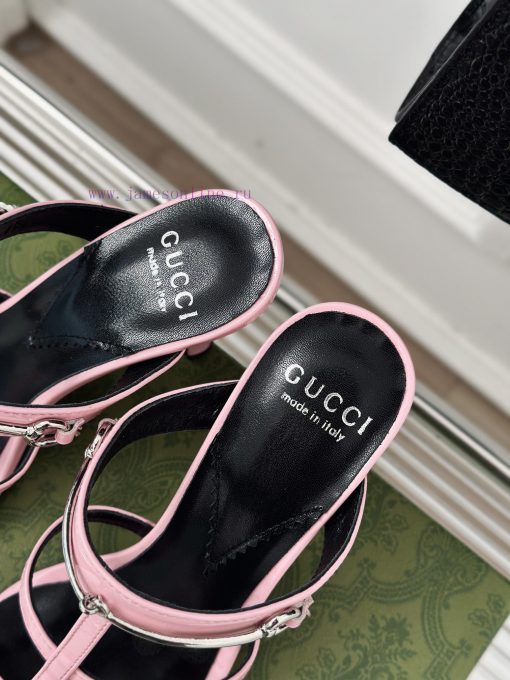 Gucci24S Spring/Summer New Product: Horseneck BuckleHigh-heeled slippersThe fabric is made owyuzqzas - Image 8
