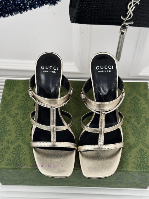 Gucci24S Spring/Summer New Product: Horseneck BuckleHigh-heeled slippersThe fabric is made oqfiejimm - Image 5