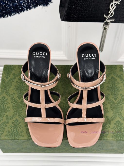 Gucci24S Spring/Summer New Product: Horseneck BuckleHigh-heeled slippersThe fabric is made ocenme6zi - Image 5