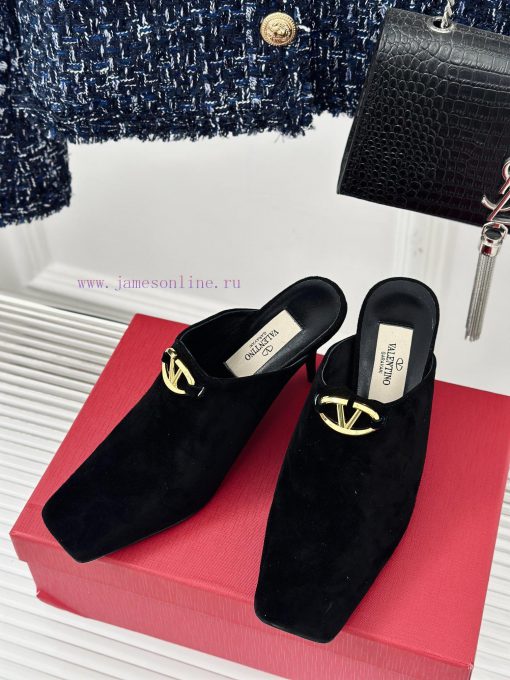 Valentin | Valentino 24S New ProductV-buckle square toe high-heeled slippers ️A socialite wir6mtv7av - Image 3