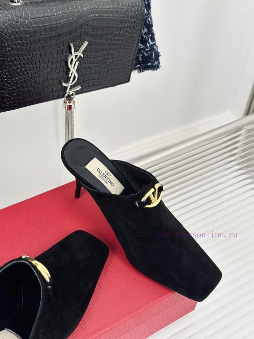 Valentin | Valentino 24S New ProductV-buckle square toe high-heeled slippers ️A socialite wir6mtv7av - Image 6