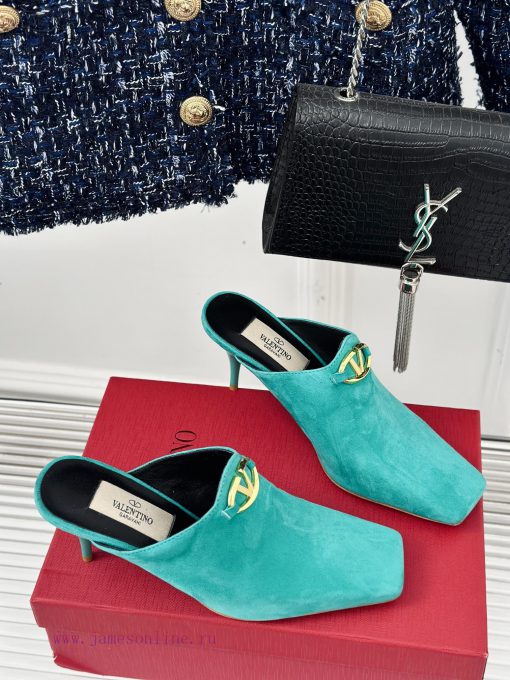 Valentin | Valentino 24S New ProductV-buckle square toe high-heeled slippers ️A socialite wixnfdxfaw - Image 4