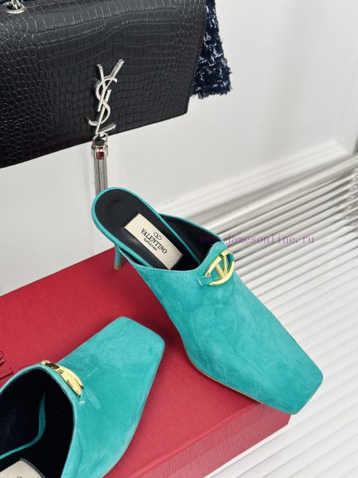 Valentin | Valentino 24S New ProductV-buckle square toe high-heeled slippers ️A socialite wixnfdxfaw - Image 6