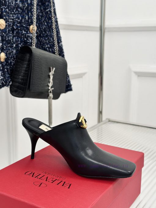Valentin | Valentino 24S New ProductV-buckle square toe high-heeled slippers ️A socialite wi72rrm87r - Image 7