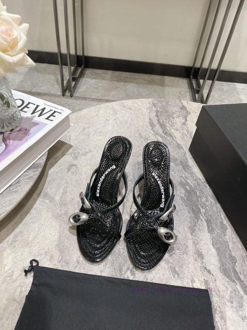 Alexander Wang's 24 Spring/Summer New Dome Middle Heel Sandals with Serpentine Pattern and S154evs9g
