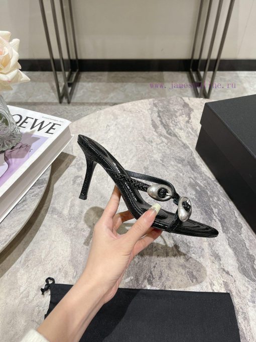 Alexander Wang's 24 Spring/Summer New Dome Middle Heel Sandals with Serpentine Pattern and S154evs9g - Image 4