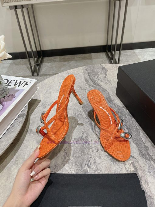 Alexander Wang's 24 Spring/Summer New Dome Middle Heel Sandals with Serpentine Pattern and Sxaku9qzb - Image 3