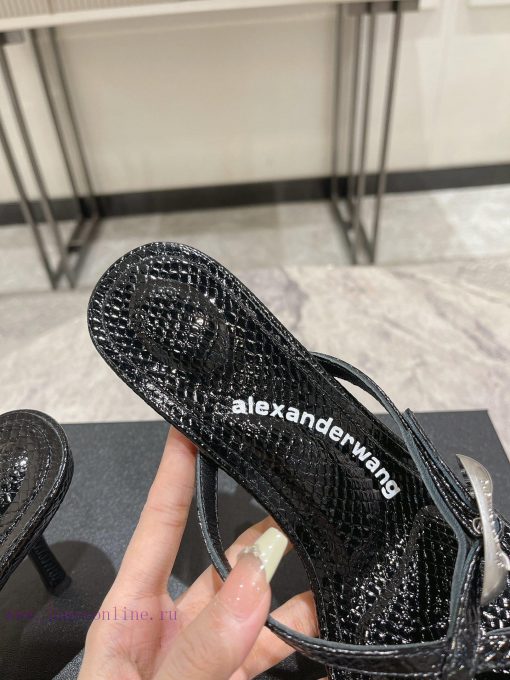 Alexander Wang's 24 Spring/Summer New Dome Middle Heel Sandals with Serpentine Pattern and S154evs9g - Image 8