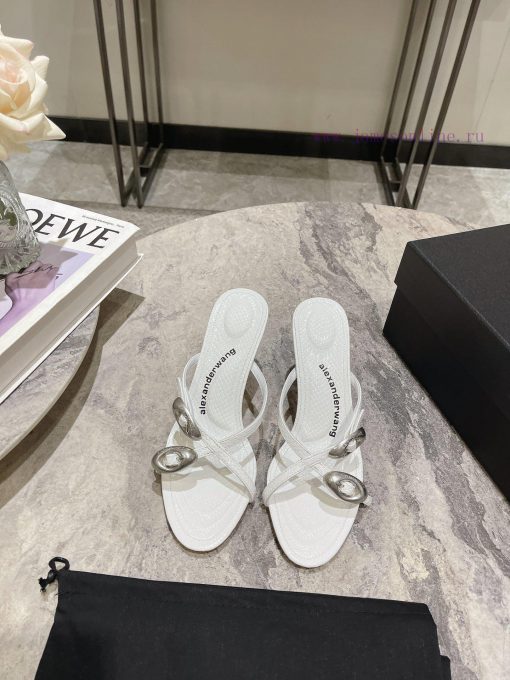 Alexander Wang's 24 Spring/Summer New Dome Middle Heel Sandals with Serpentine Pattern and Sorcdolkr