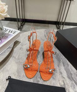 Alexander Wang's 24 Spring/Summer New Dome Middle Heel Sandals with Serpentine Pattern and Si0s7yvnu