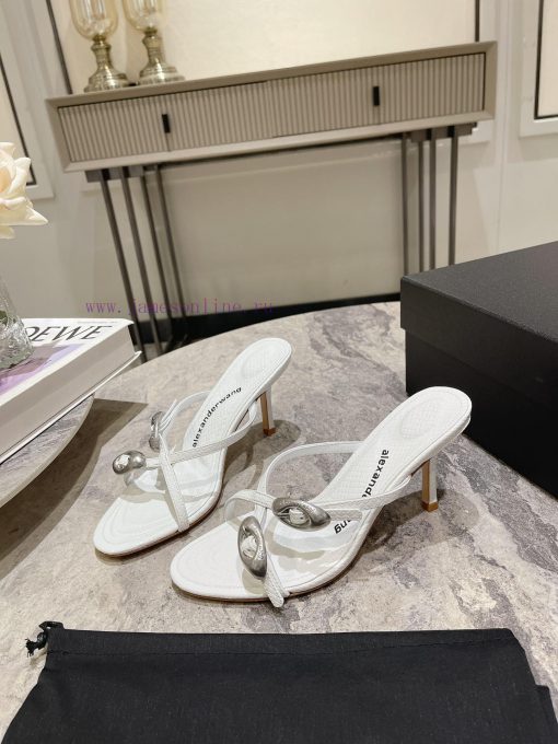 Alexander Wang's 24 Spring/Summer New Dome Middle Heel Sandals with Serpentine Pattern and Sorcdolkr - Image 4