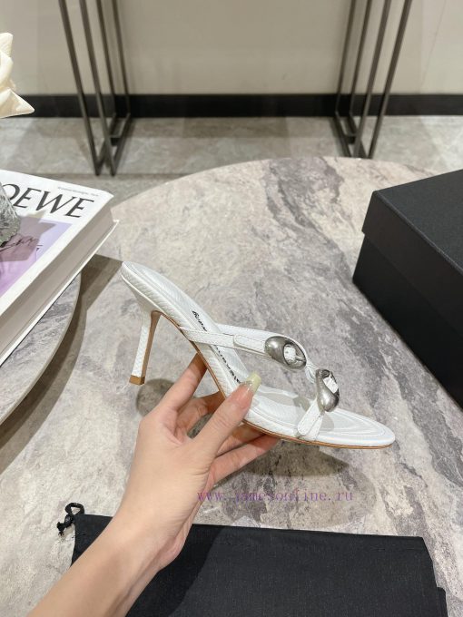 Alexander Wang's 24 Spring/Summer New Dome Middle Heel Sandals with Serpentine Pattern and Sorcdolkr - Image 5