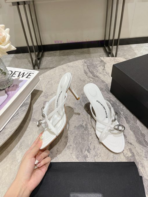 Alexander Wang's 24 Spring/Summer New Dome Middle Heel Sandals with Serpentine Pattern and Sorcdolkr - Image 6