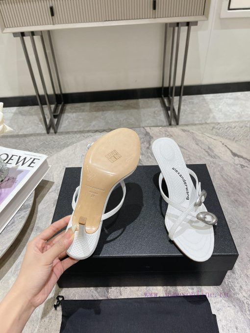 Alexander Wang's 24 Spring/Summer New Dome Middle Heel Sandals with Serpentine Pattern and Sorcdolkr - Image 9