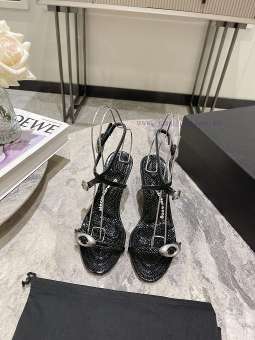 Alexander Wang's 24 Spring/Summer New Dome Middle Heel Sandals with Serpentine Pattern and Sf3t4ekea - Image 2