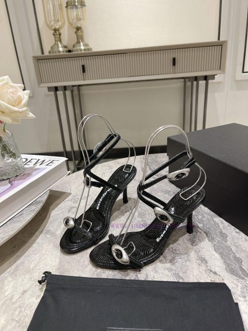 Alexander Wang's 24 Spring/Summer New Dome Middle Heel Sandals with Serpentine Pattern and Sf3t4ekea - Image 4