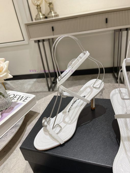 Alexander Wang's 24 Spring/Summer New Dome Middle Heel Sandals with Serpentine Pattern and Srvxv9pxm - Image 7