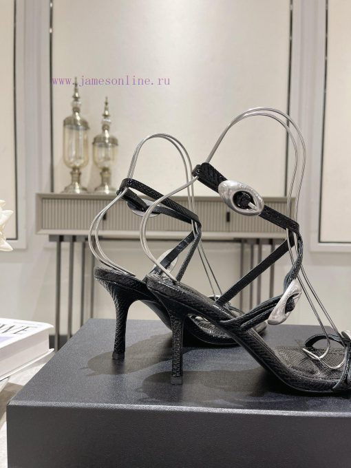 Alexander Wang's 24 Spring/Summer New Dome Middle Heel Sandals with Serpentine Pattern and Sf3t4ekea - Image 7
