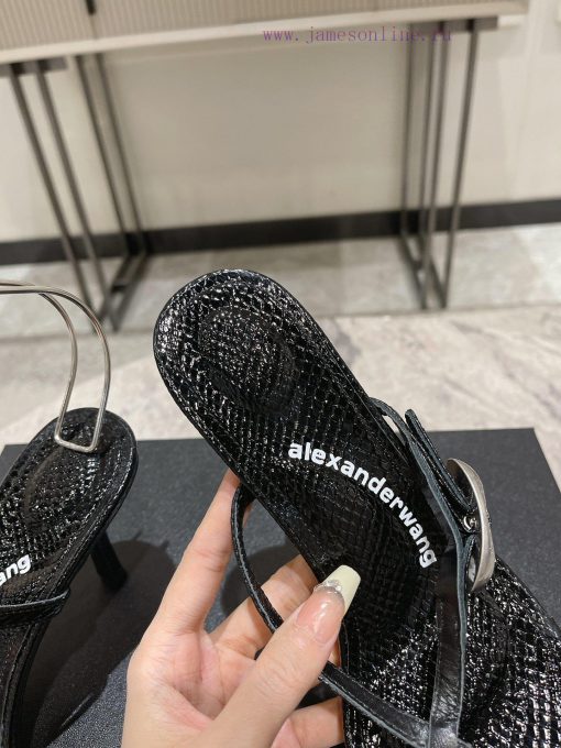 Alexander Wang's 24 Spring/Summer New Dome Middle Heel Sandals with Serpentine Pattern and Sf3t4ekea - Image 9