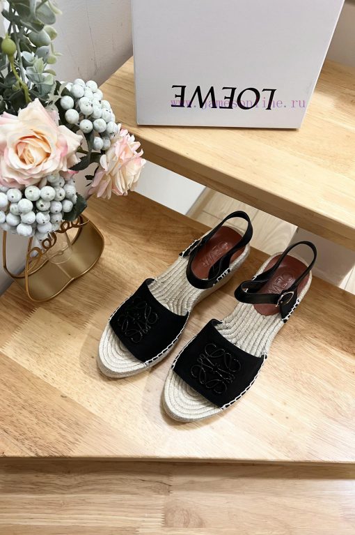 Brand LoeweLOEWE (Roewe) Slope heeled Fisherman's Shoes for Women, Canvas and Cow LeatherAna69kz77ih - Image 7