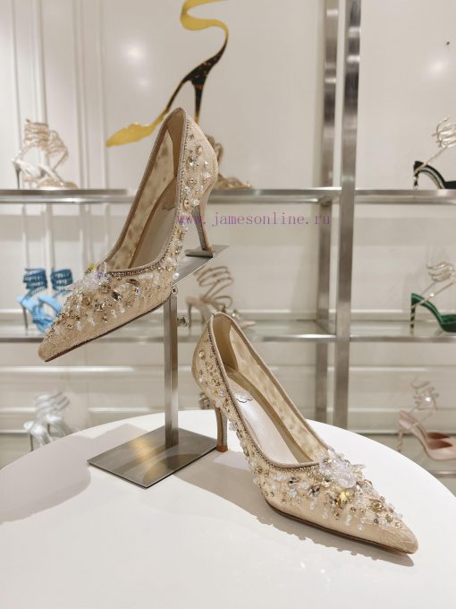 Top High HeelsR ᴇɴᴇ C ᴀᴏᴠɪʟʟᴀ | 2024s 𝐒 Heavy Industry RC Crystal Gemstone Silk Heel Shoe Sewccxshwr - Image 5
