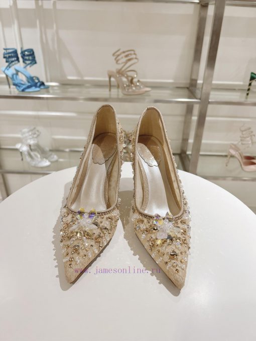 Top High HeelsR ᴇɴᴇ C ᴀᴏᴠɪʟʟᴀ | 2024s 𝐒 Heavy Industry RC Crystal Gemstone Silk Heel Shoe Sewccxshwr - Image 7